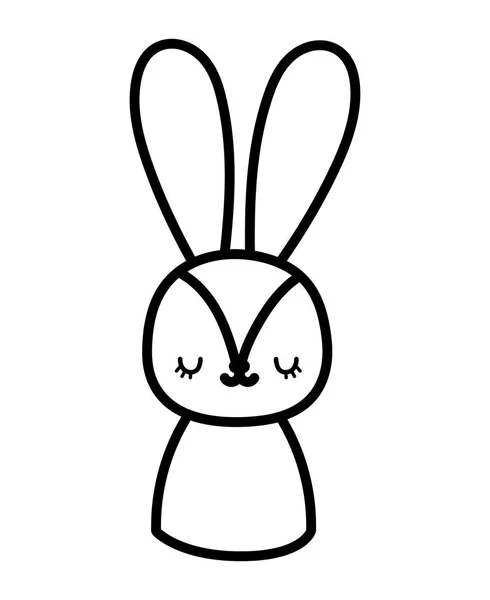 Cute pink rabbit cartoon character icon line style — Stockvektor