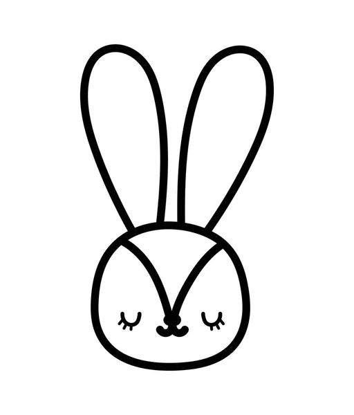 Cute pink rabbit face cartoon character icon line style — Vetor de Stock