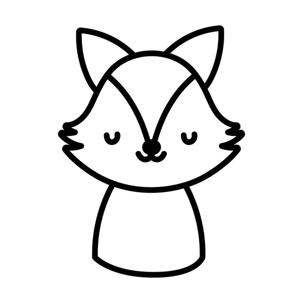 Cute fox toy cartoon character icon line style — стоковый вектор