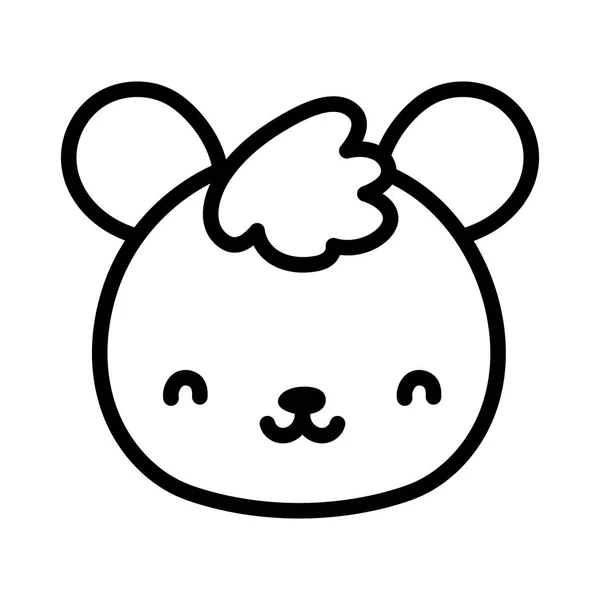 Cute teddy bear face toy cartoon icon line style — Stock vektor