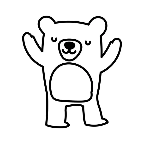 Cute bear animal wildlife cartoon line style — Stock Vector