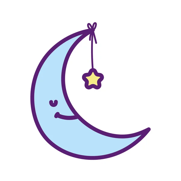 Baby shower mignon demi-lune suspendu étoile — Image vectorielle