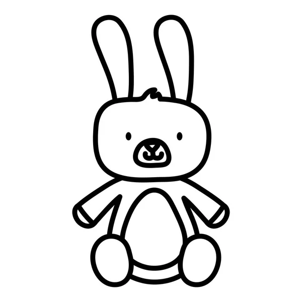 Kids toy, cute rabbit furry animal icon thick line — Stockvector