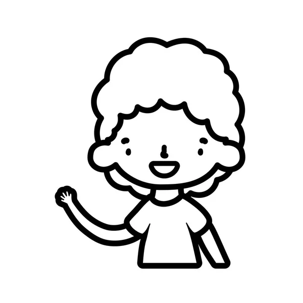 Niedliche kleine Junge Cartoon-Figur Porträt dicke Linie — Stockvektor
