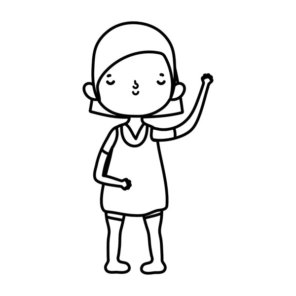 Cute little boy cartoon character design thick line — Vector de stock