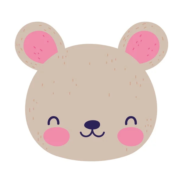 Cute teddy bear face toy cartoon icon — Vetor de Stock