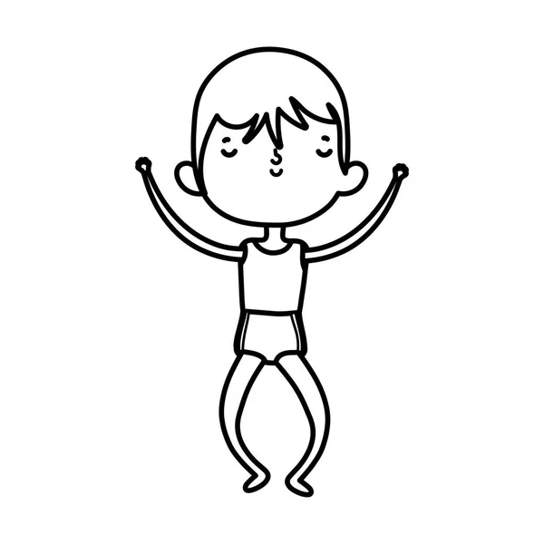 Cute little boy cartoon character design thick line — Stok Vektör