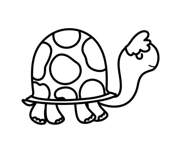 Baby dusch söt sköldpadda djur tecknad linje stil — Stock vektor