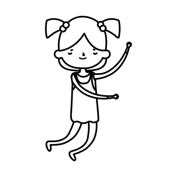 かわいい女の子幸せな漫画のキャラクター太い線 — ストックベクタ