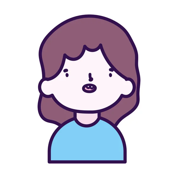 Linda chica pequeña feliz personaje de dibujos animados retrato — Vector de stock