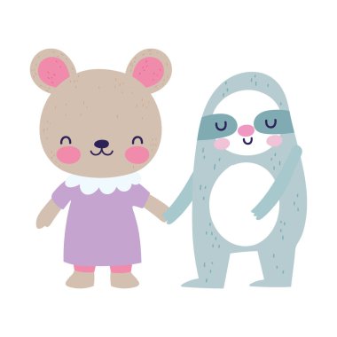 Bebek partisi şirin küçük ayı ve tembel hayvan çizgi filmi