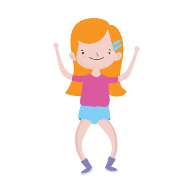 cute little girl happy cartoon character