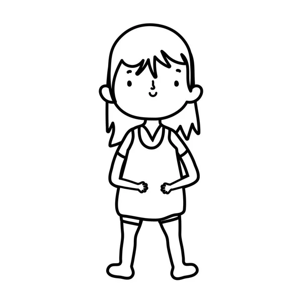 かわいい女の子幸せな漫画のキャラクター太い線 — ストックベクタ