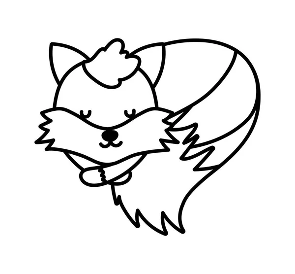 Baby shower cute fox spanie zwierzę kreskówki linii styl — Wektor stockowy