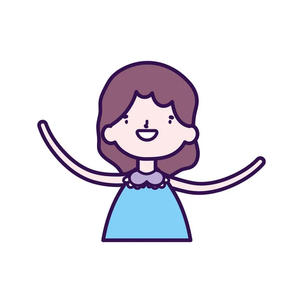 Carino ragazza felice cartone animato personaggio ritratto — Vettoriale Stock