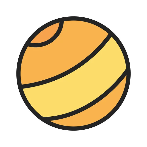 Kids toy, yellow rubber beach ball icon — стоковый вектор