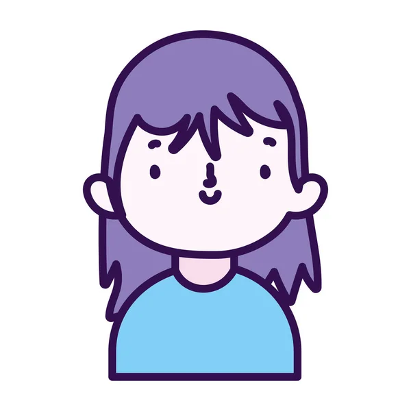 Linda chica pequeña feliz personaje de dibujos animados retrato — Vector de stock