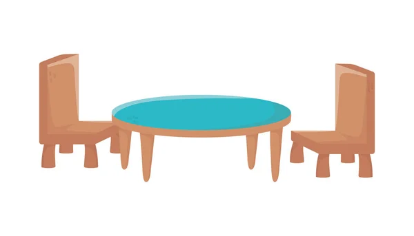 Houten tafel en stoelen meubels interieur — Stockvector