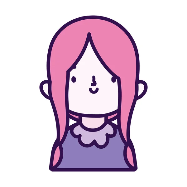 可爱的小女孩快乐的卡通人物肖像 — 图库矢量图片