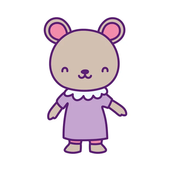 Cute female bear with dress cartoon character — Stock vektor