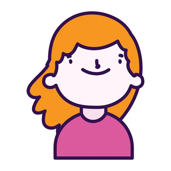 Linda chica pequeña feliz personaje de dibujos animados retrato — Vector de stock