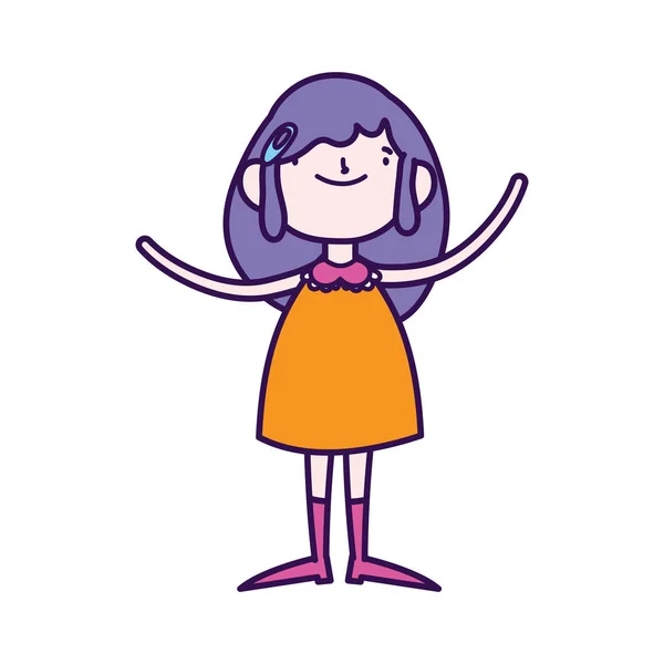 Cute little girl happy cartoon character — Image vectorielle