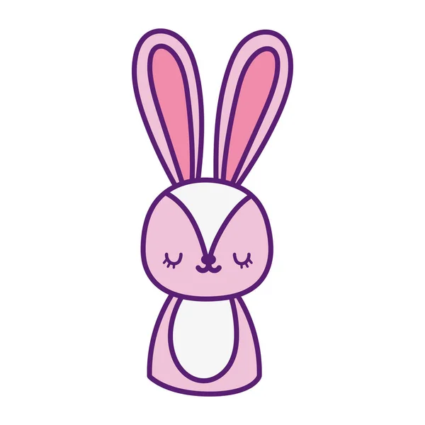 Cute pink rabbit cartoon character icon — Stok Vektör