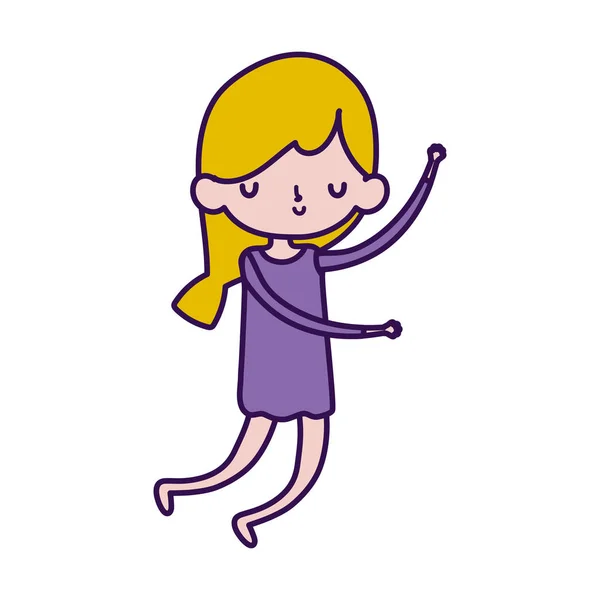Cute little girl happy cartoon character — стоковый вектор