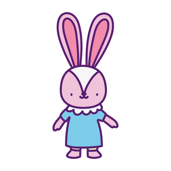 Cute female rabbit with dress cartoon character — Stock Vector