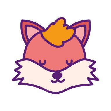 Bebek partisi şirin tilki kafası kapalı gözler hayvan çizgi filmi