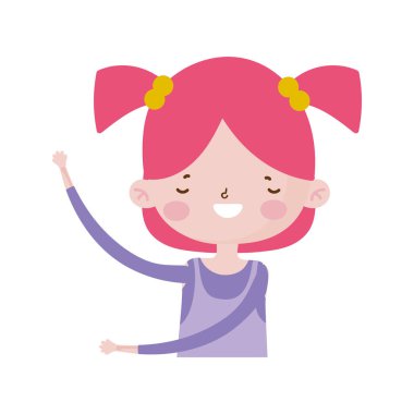 Sevimli küçük kız mutlu çizgi film karakteri portresi