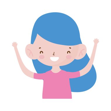 Sevimli küçük kız mutlu çizgi film karakteri portresi