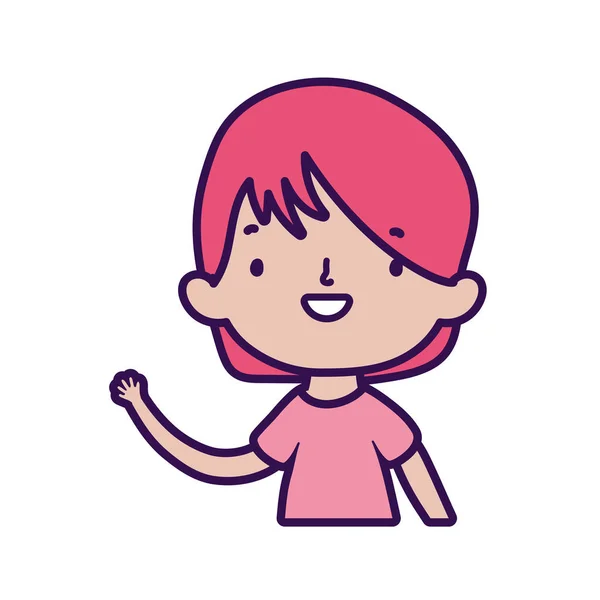 Cute little girl happy cartoon character portrait — vektorikuva