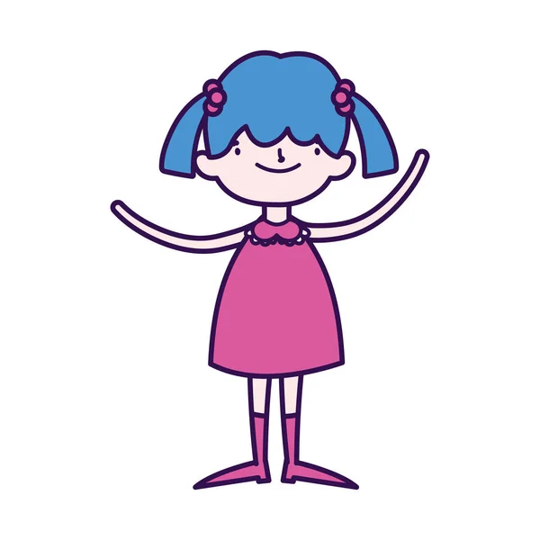 Cute little girl happy cartoon character — Vetor de Stock