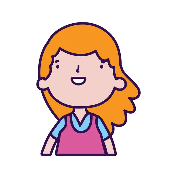 Linda chica pequeña feliz personaje de dibujos animados retrato — Vector de stock