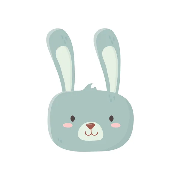 Kids toy, cute rabbit face furry animal icon — Vector de stock