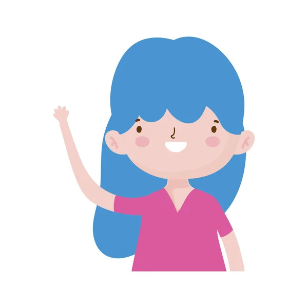 Linda chica pequeña feliz personaje de dibujos animados retrato — Vector de stock