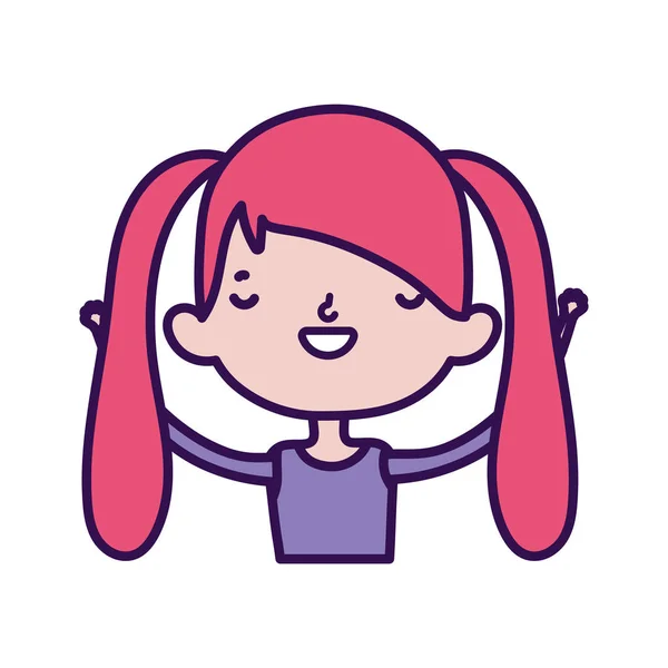 Linda chica pequeña feliz personaje de dibujos animados retrato — Vector de stock