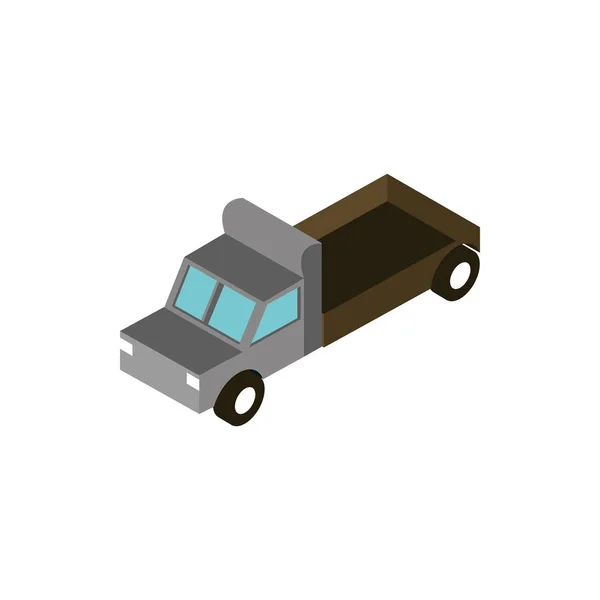 Truck pickup cargo transport vehicle isometric icon — Stock Vector