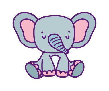 cute elephant sitting animal wildlife cartoon