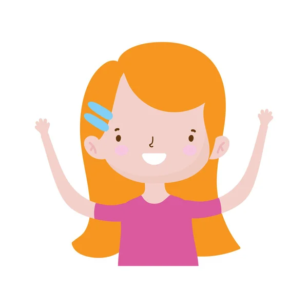 Linda chica pequeña feliz personaje de dibujos animados retrato — Vector de stock