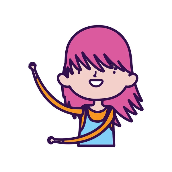 Cute little girl happy cartoon character portrait — Stock Vector