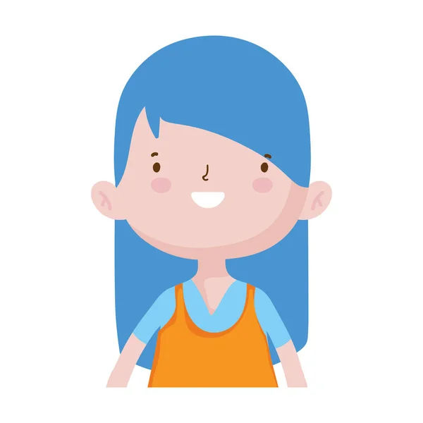 Linda chica pequeña feliz personaje de dibujos animados retrato — Vector de stock