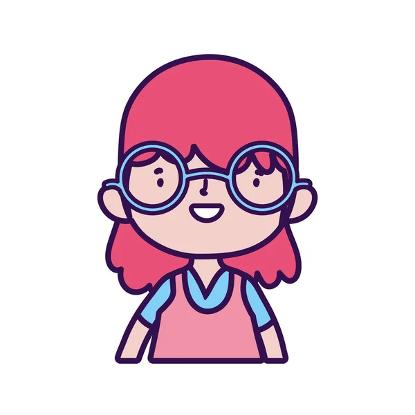 Linda chica pequeña feliz personaje de dibujos animados retrato — Vector de stock