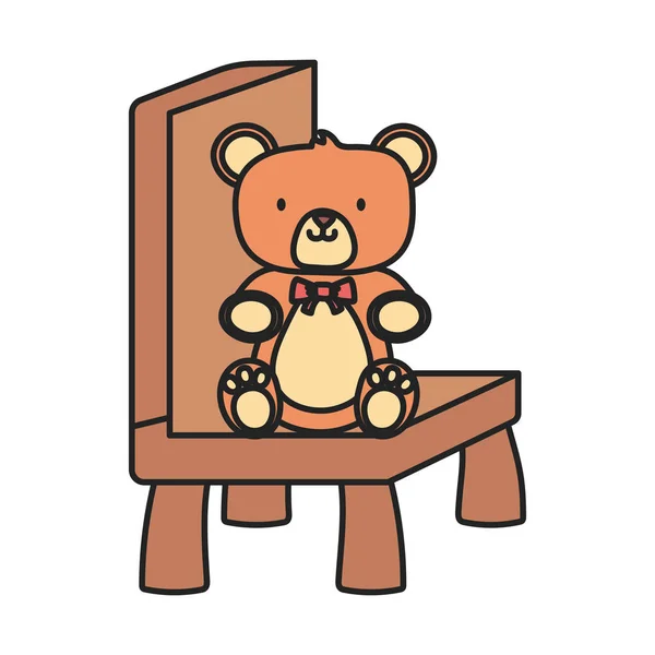Kids toy, teddy bear sitting on chair — Stock Vector