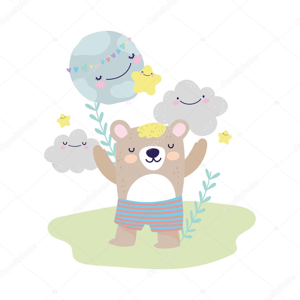 baby shower cute bear with pants clous world cartoon