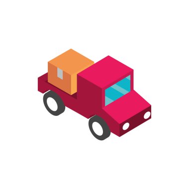 farm pick up vehicle with box rural isometric icon