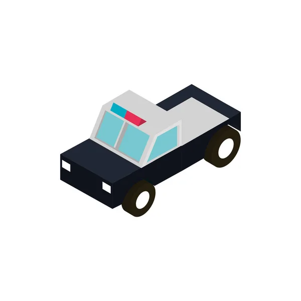 Police pickup service transport vehicle isometric icon — Stock Vector