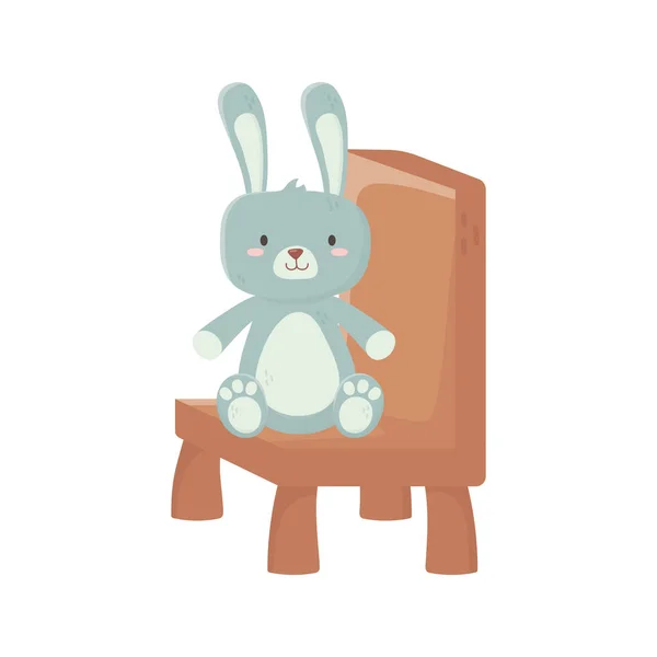 Kids toy, cute rabbit sitting on chair — 图库矢量图片