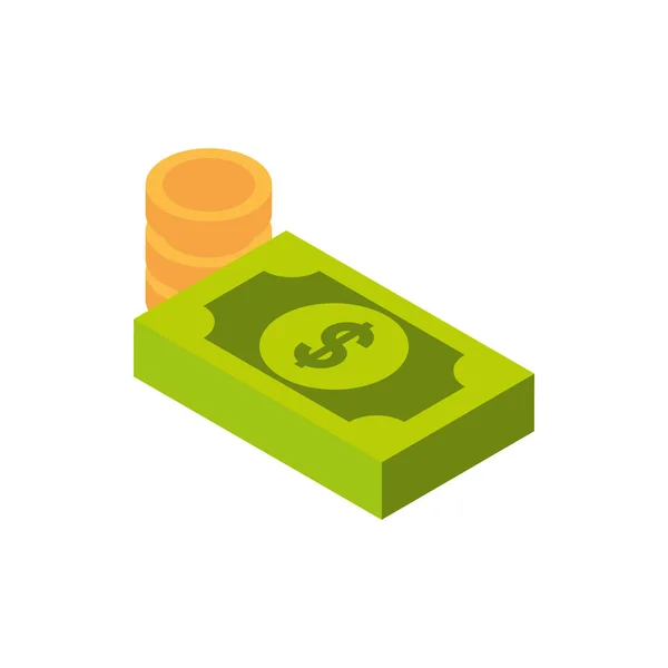Ecommerce business internet money banknote and coins cash icon — Archivo Imágenes Vectoriales